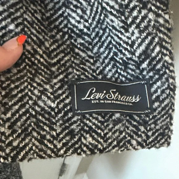 Levi's Black & Gray Herringbone Wool blend Coat - Picture 6 of 12